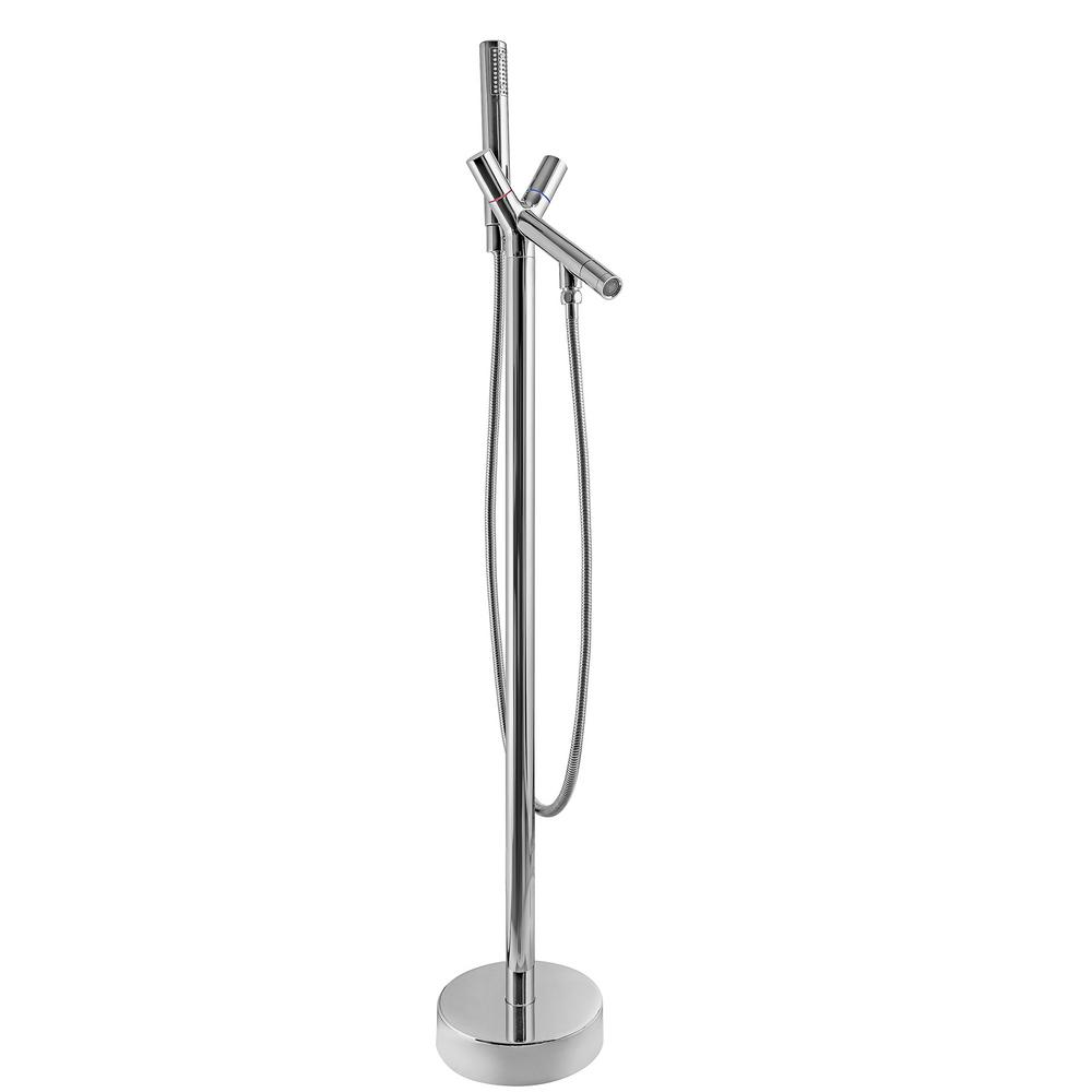 AKDY 3Handle Freestanding Tub Faucet with Handheld Shower Wand in ChromeTF0041 The Home Depot