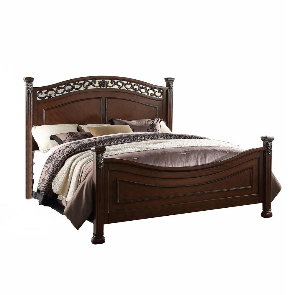 HomeRoots Amelia Dark Walnut with Solid Wood Queen Bed347051 The