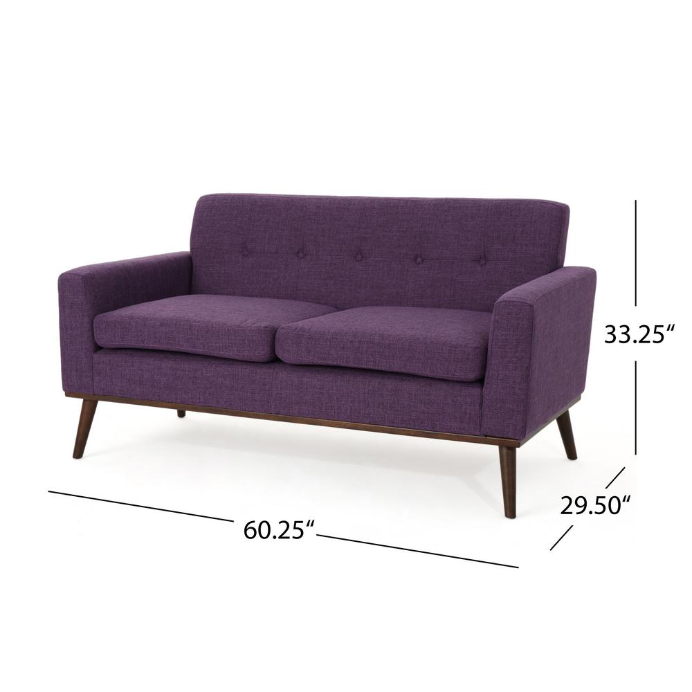 Noble House Stormi Mid Century Modern 2 Seat Button Back Purple