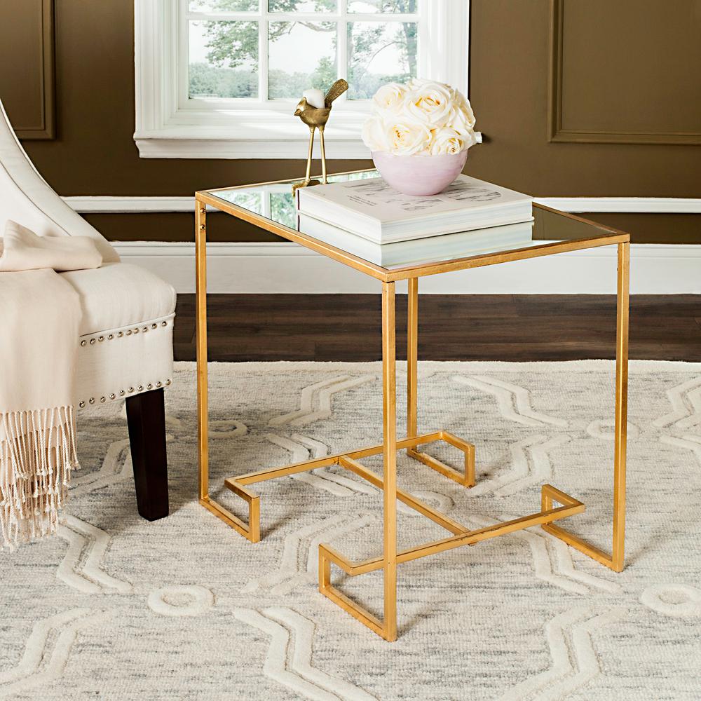 Safavieh Seamus Antique Gold Gl Side Table Fox2583a The Home Depot Safavieh Seamus Antique Gold Gl Side Table
