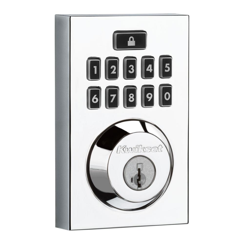 Kwikset SmartCode 913 Contemporary Polished Chrome Single Cylinder Electronic Deadbolt Featuring SmartKey Security