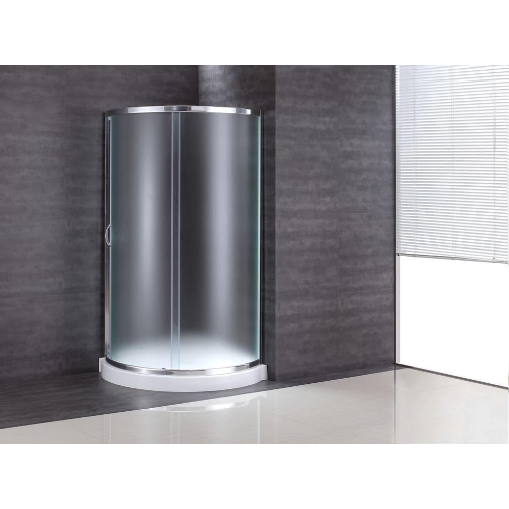 OVE Decors Breeze 36 in. x 36 in. x 76 in. Shower Kit with Intimacy Glass, Shower Base in White ...