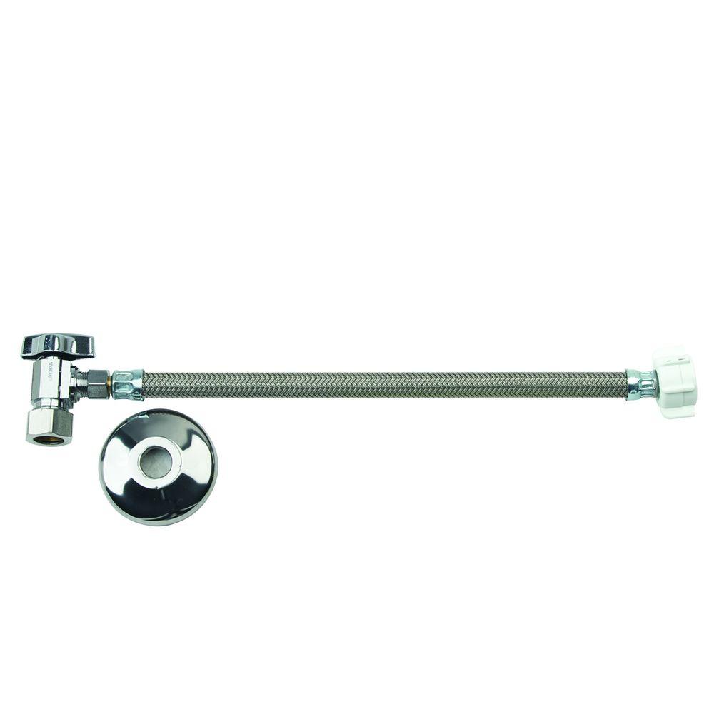 BrassCraft Toilet Kit 1/2 in. Nom Comp x 3/8 in. O.D. Comp 1/4 Turn Angle Ball Valve with 12 in