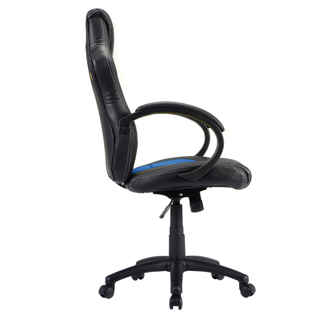 Costway Executive Chair High Back Race Car Style Bucket Seat Office Desk Chair Gaming Chair Blue New Cb10068bl The Home Depot