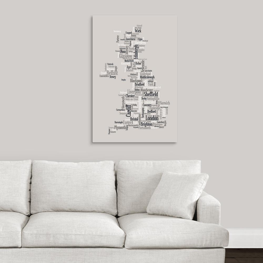 Greatcanvas Map Of United Kingdom Made Up City Names By Greatcanvas Map Of United Kingdom Made Up City Names By Michael Tompsett Canvas