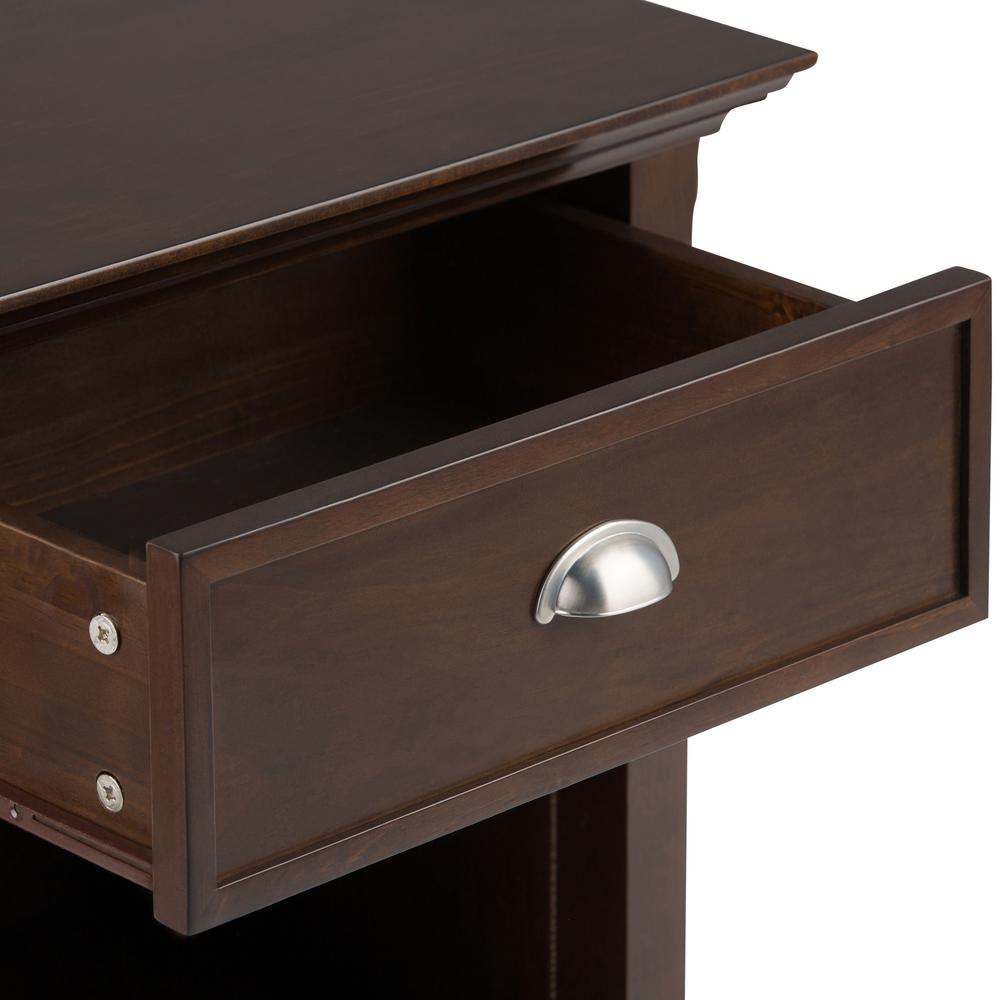 Simpli Home Acadian 1 Drawer Solid Wood 24 In Wide Rustic Bedside Nightstand Table In Tobacco Brown 3axcaca 02 The Home Depot