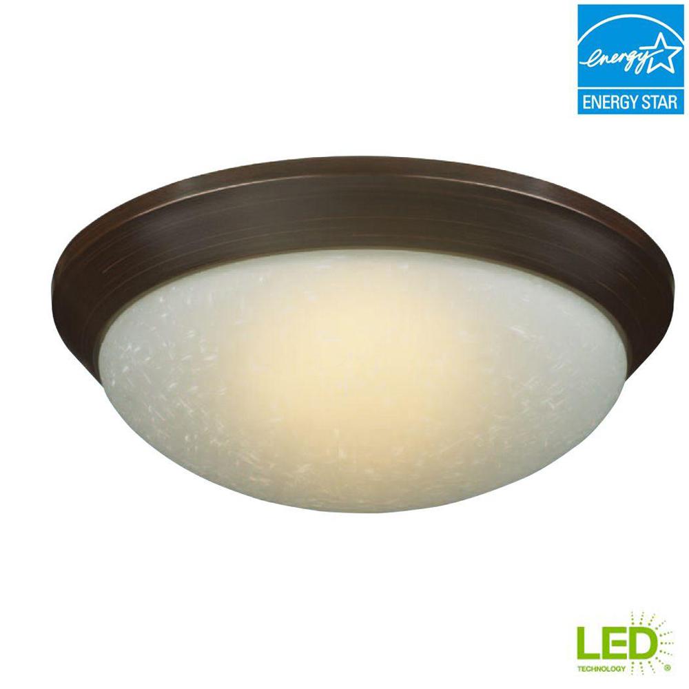 Hampton Bay 12 7 In 120 Watt Equivalent Oil Rubbed Bronze Hampton Bay 12 7 In 120 Watt Equivalent Oil Rubbed Bronze Integrated Led Flushmount