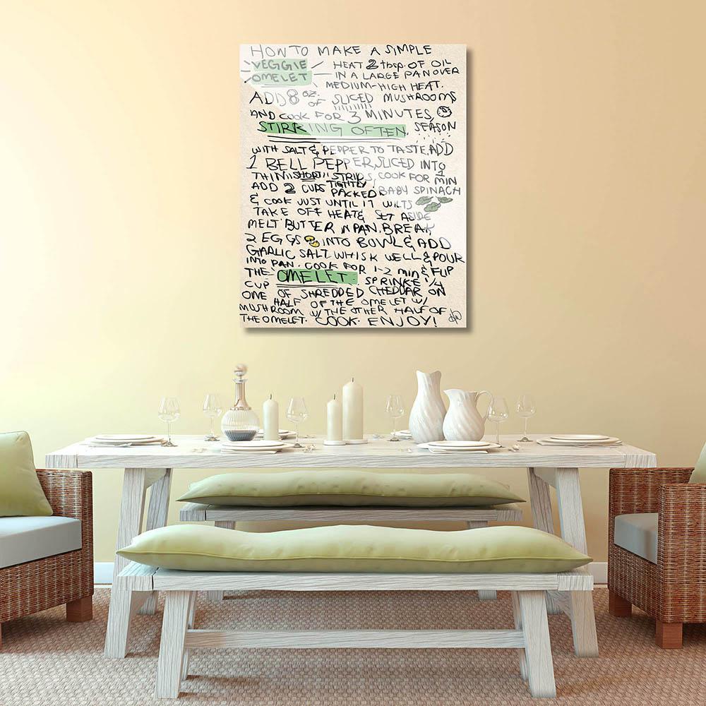 11 In X 14 In Handwritten Omelet Recipe Wrapped Canvas Wall Art Print