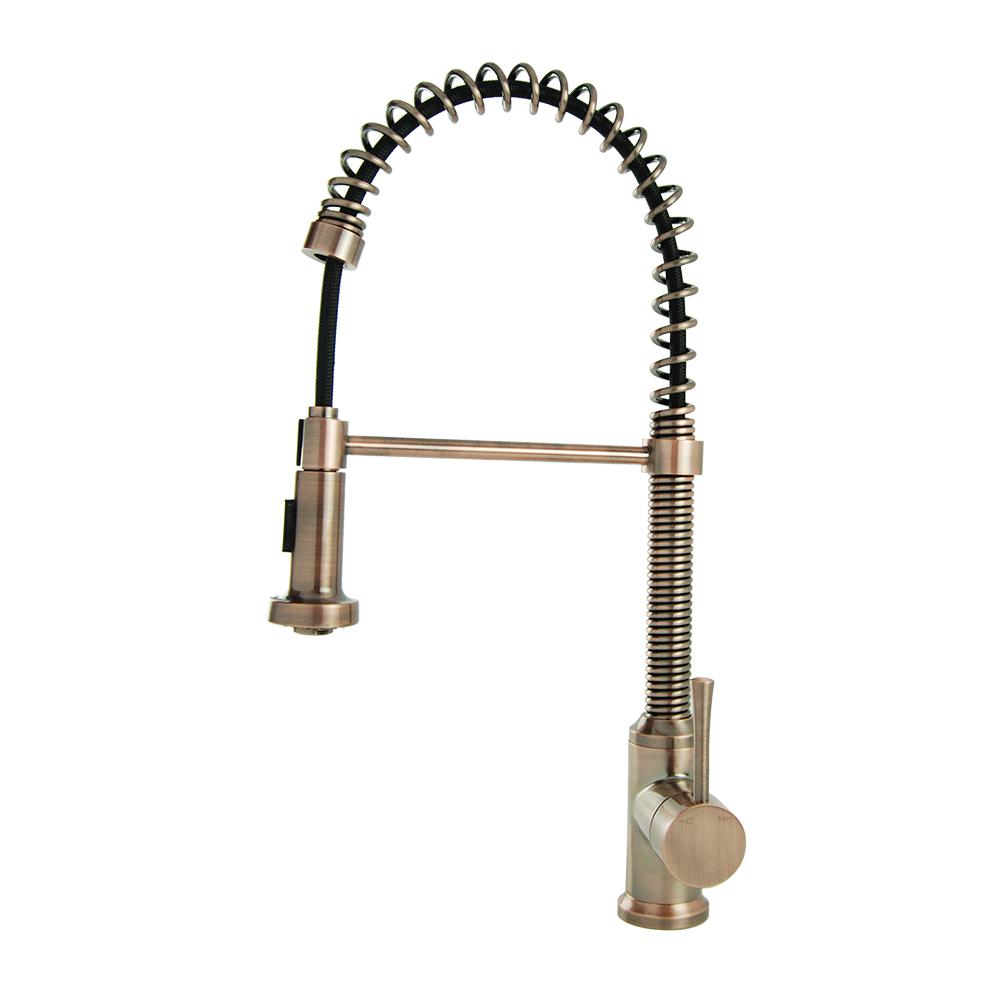 Pull Down Sprayer Kitchen Faucet Single Handle Spring Coil Antique Details Pull Down Sprayer Kitchen Faucet Single Handle Spring Coil Antique Copper Finish