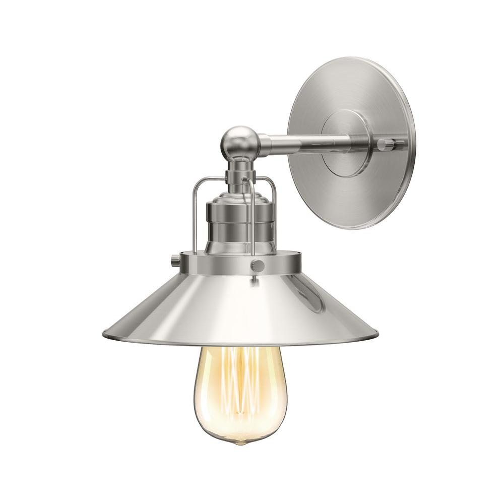 Gatco Modern Farmhouse Retro 1 Light Satin Nickel Metal Sconce Gatco Modern Farmhouse Retro 1 Light Satin Nickel Metal Sconce