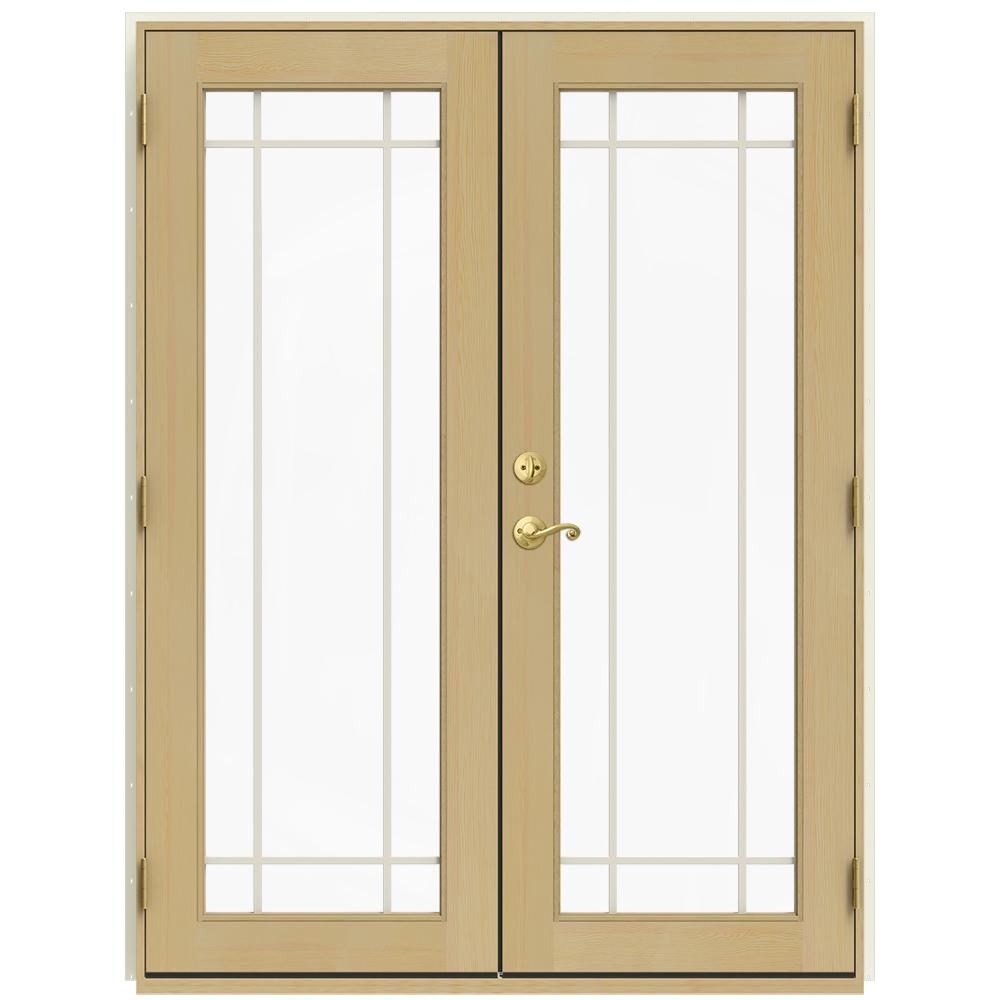 JELDWEN 60 in. x 80 in. W2500 Vanilla Clad Wood LeftHand 9 Lite