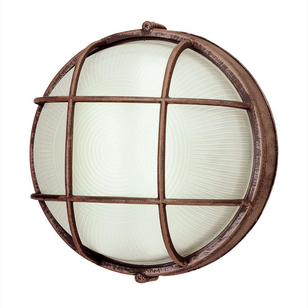 Bulkhead Lights Bel Air Lighting Outdoor Wall Mounted Bulkhead 1 Light Outdoor Rust Wall Or Ceiling Mounted Fixture With Frosted Glass