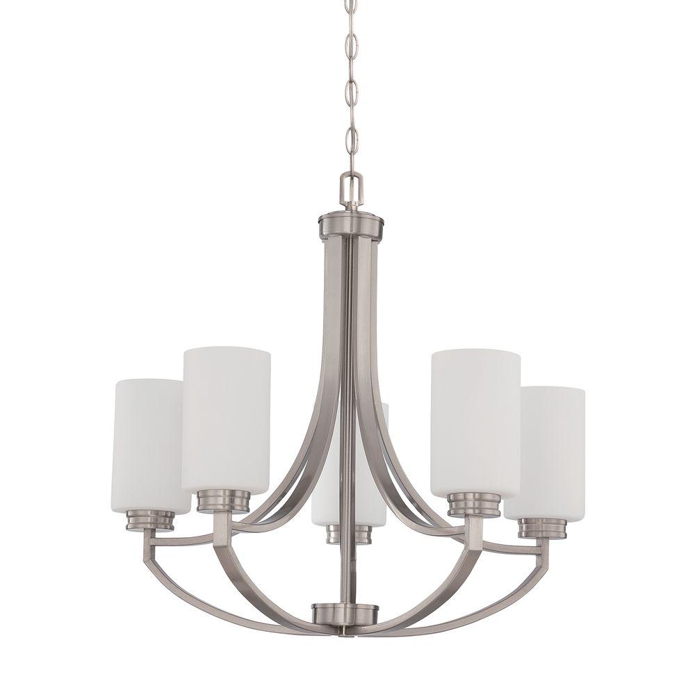 Luminance Dalton 5 Light Bright Satin Nickel Chandelier F18005 80