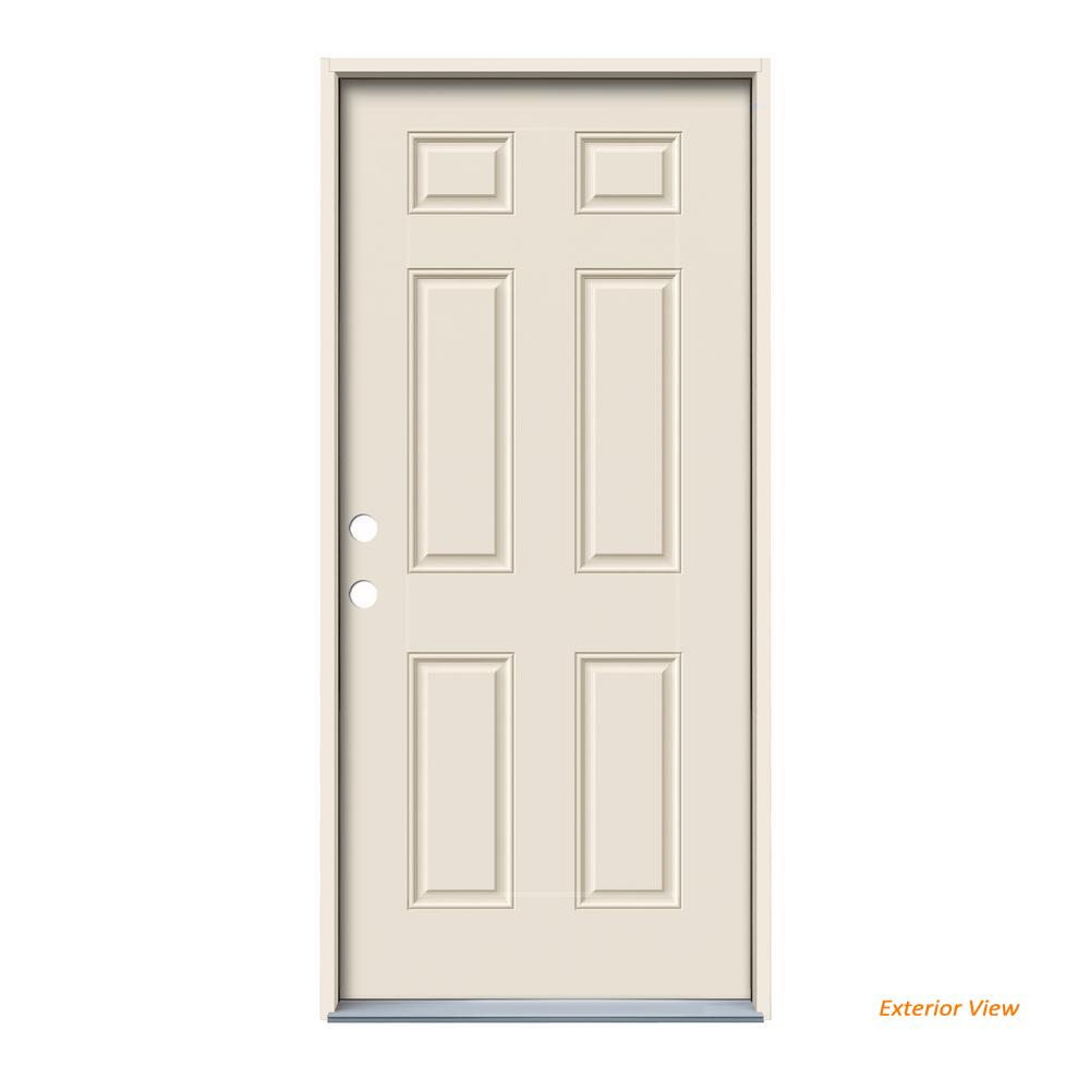 Jeld Wen 36 In X 80 In 6 Panel Primed 90 Minute Fire Rated Steel Prehung Right Hand Inswing Front Door Thdqc227700161 The Home Depot