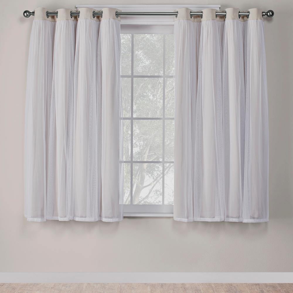 Catarina Cloud Grey Layered Solid Blackout and Sheer Grommet Top Window