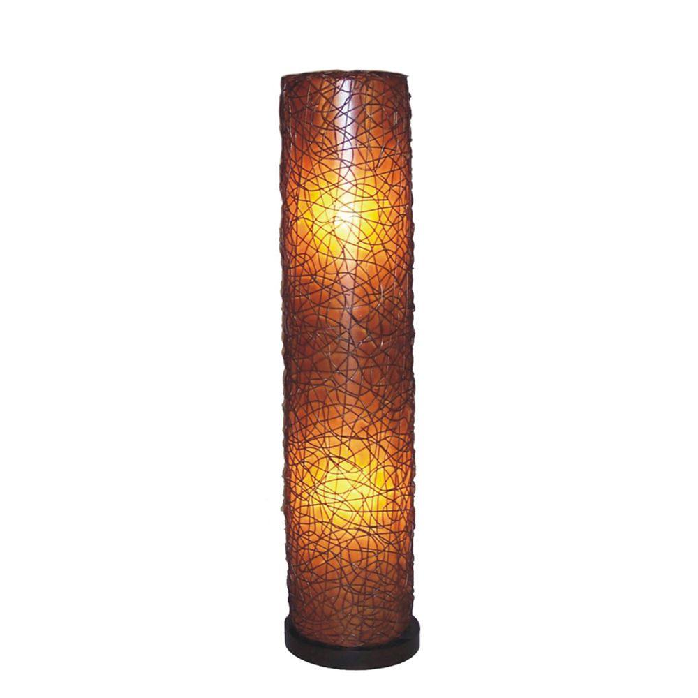 Jeffan Paris 57 In Amber Brown Round Floor Lamp With Natural Rattan Amber Brown Round Floor Lamp With Natural Rattan Accent