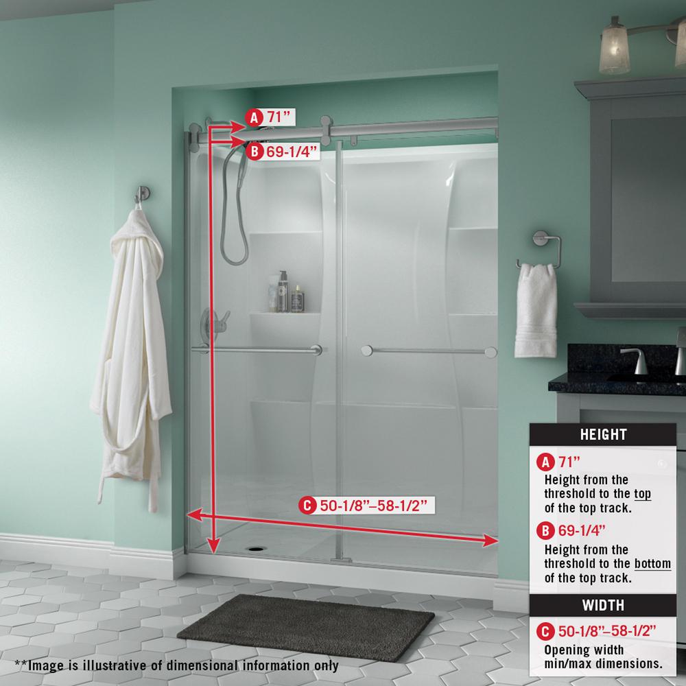 Delta Portman 60 X 71 In Frameless Contemporary Sliding Shower