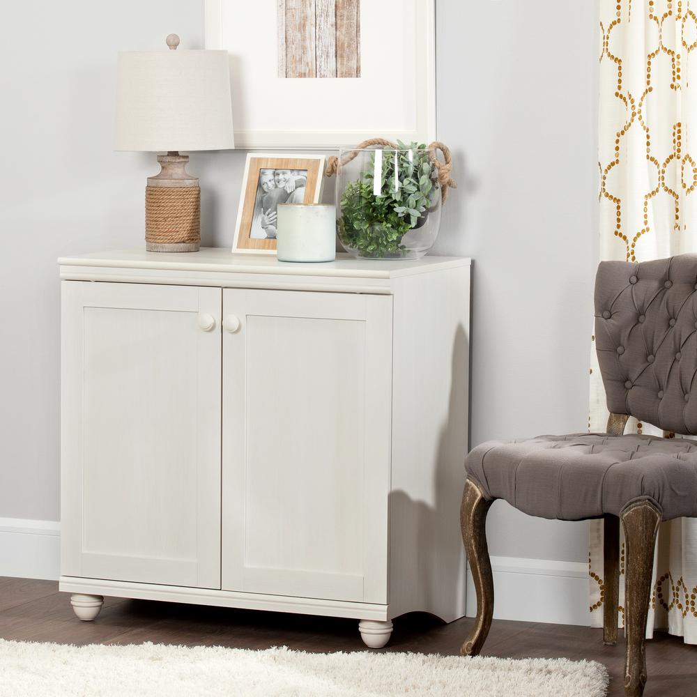 South Shore Hopedale White Wash 2 Door Narrow Storage Cabinet
