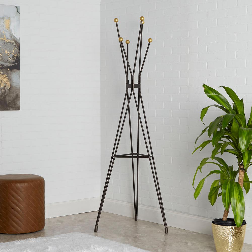 Silverwood Kellie Metal Gunmetal Gray Coat Rack with Golden OrbsCPFC1212 The Home Depot