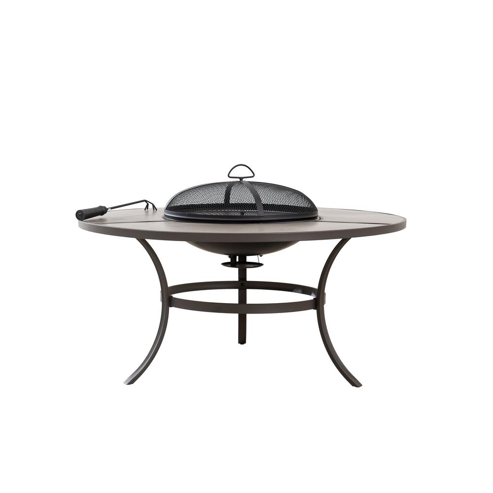 Hampton Bay 42 in. Brown Round Steel Wood Burning Outdoor Patio 