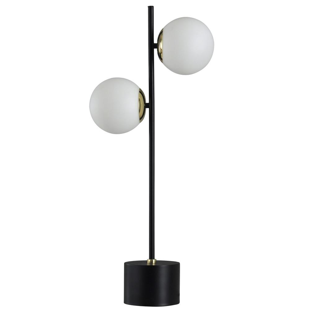 Stylecraft 31 In Black Table Lamp With Frosted White Glass Shade