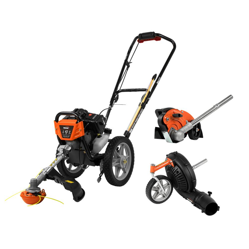 Powermate 43cc Wheeled String Trimmer + Edger Attachment Combo Kit