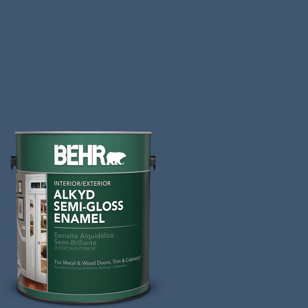 Behr 1 Gal S500 7 Infinite Deep Sea Semi Gloss Enamel Alkyd S500 7 Infinite Deep Sea Semi Gloss Enamel Alkyd Interior Exterior Paint
