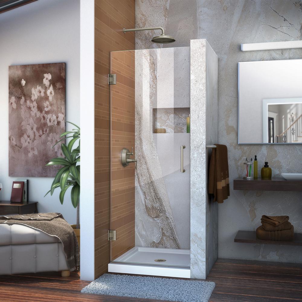 Dreamline Unidoor 26 In X 72 In Frameless Hinged Shower Door In Brushed Nickel Shdr 20267210f