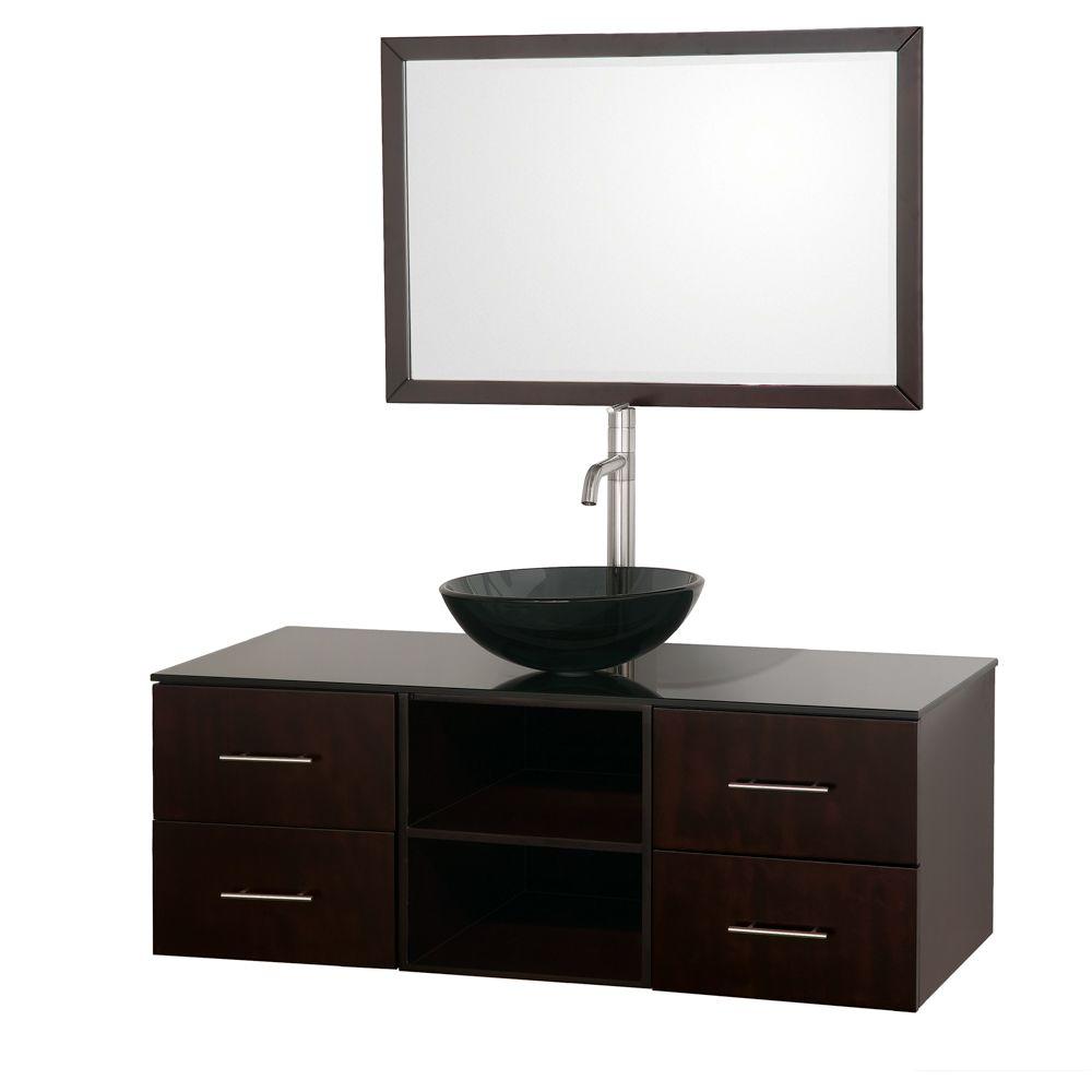 Wyndham Collection Abba 48 in. Vanity in Espresso with Glass Vanity Top