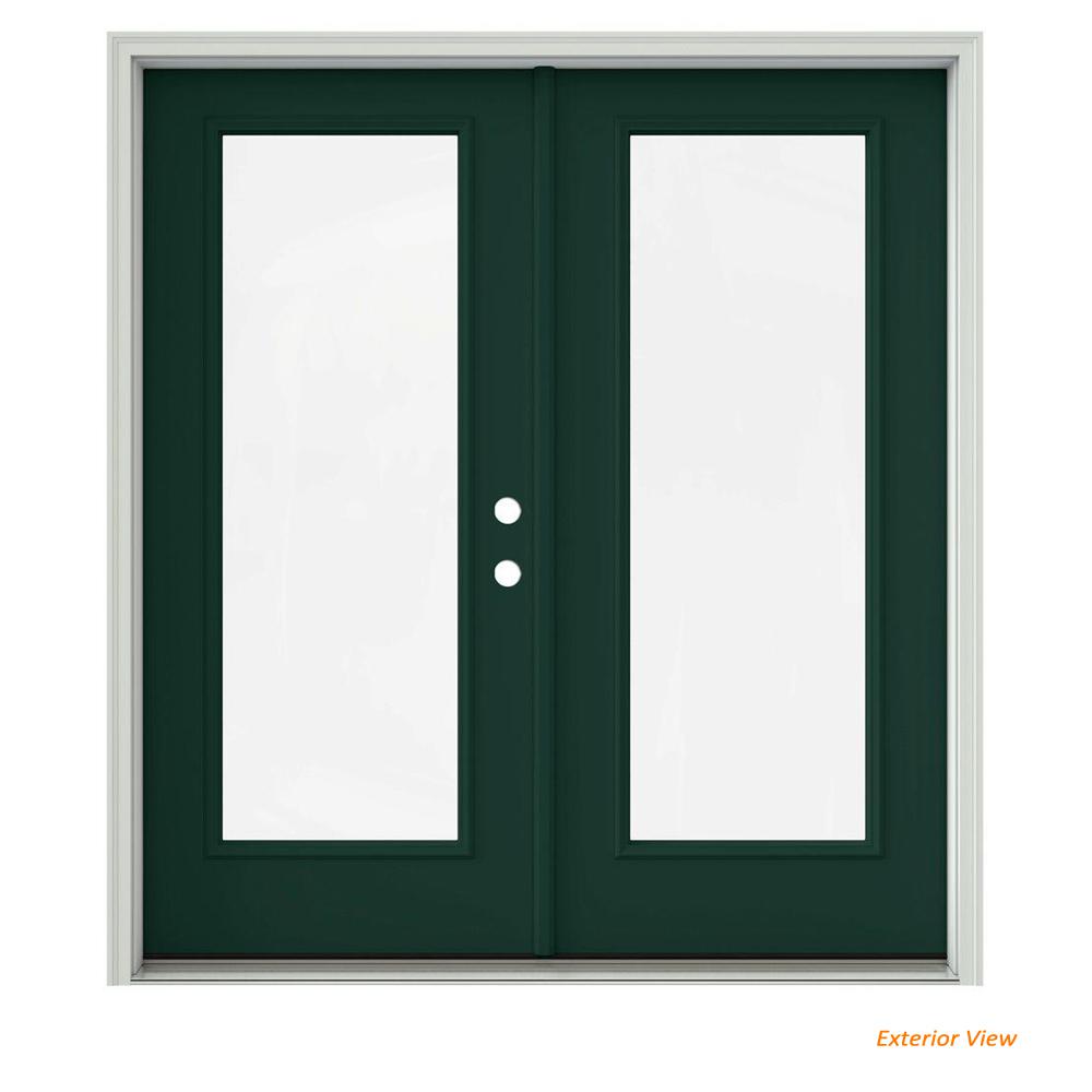 Jeld Wen 72 In X 80 Primed Steel Right Hand Inswing Full Lite 72 In X 80 Hartford Green Painted Steel Left Hand Inswing