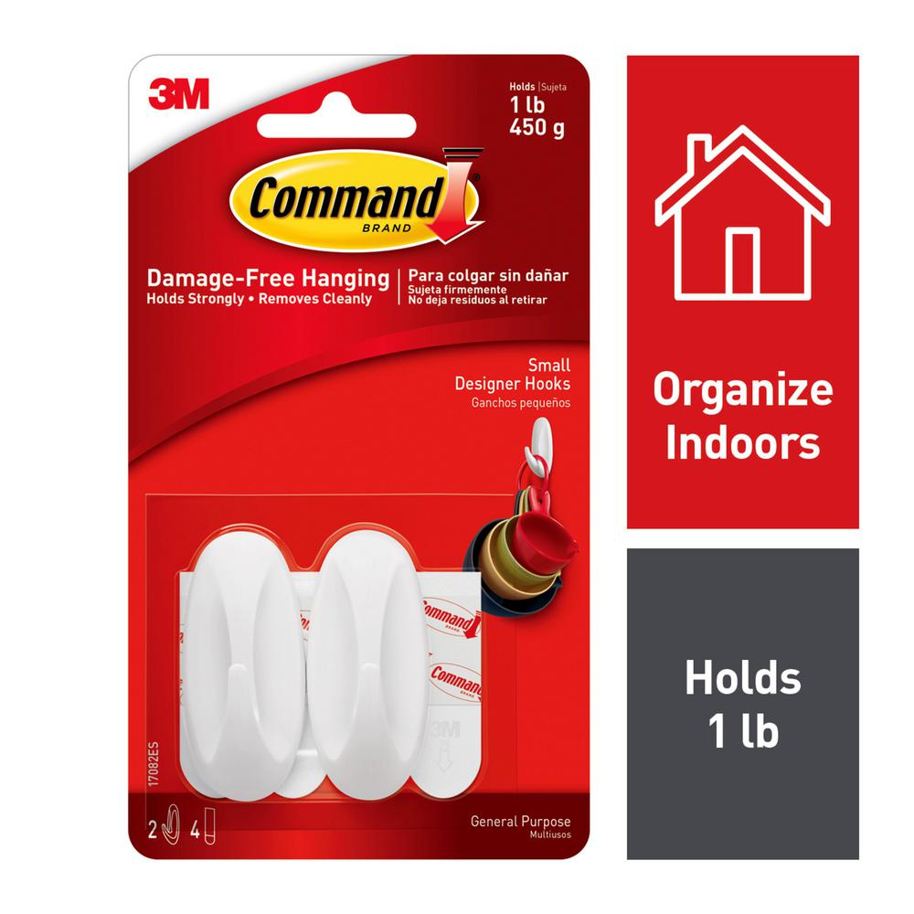 Command 3M Strips Hooks Decorating Damage Free Picture Poster Hanging All Purpose Use Utility Photo Decoration Hook Self Adhesive Sticky Hooks, Small
