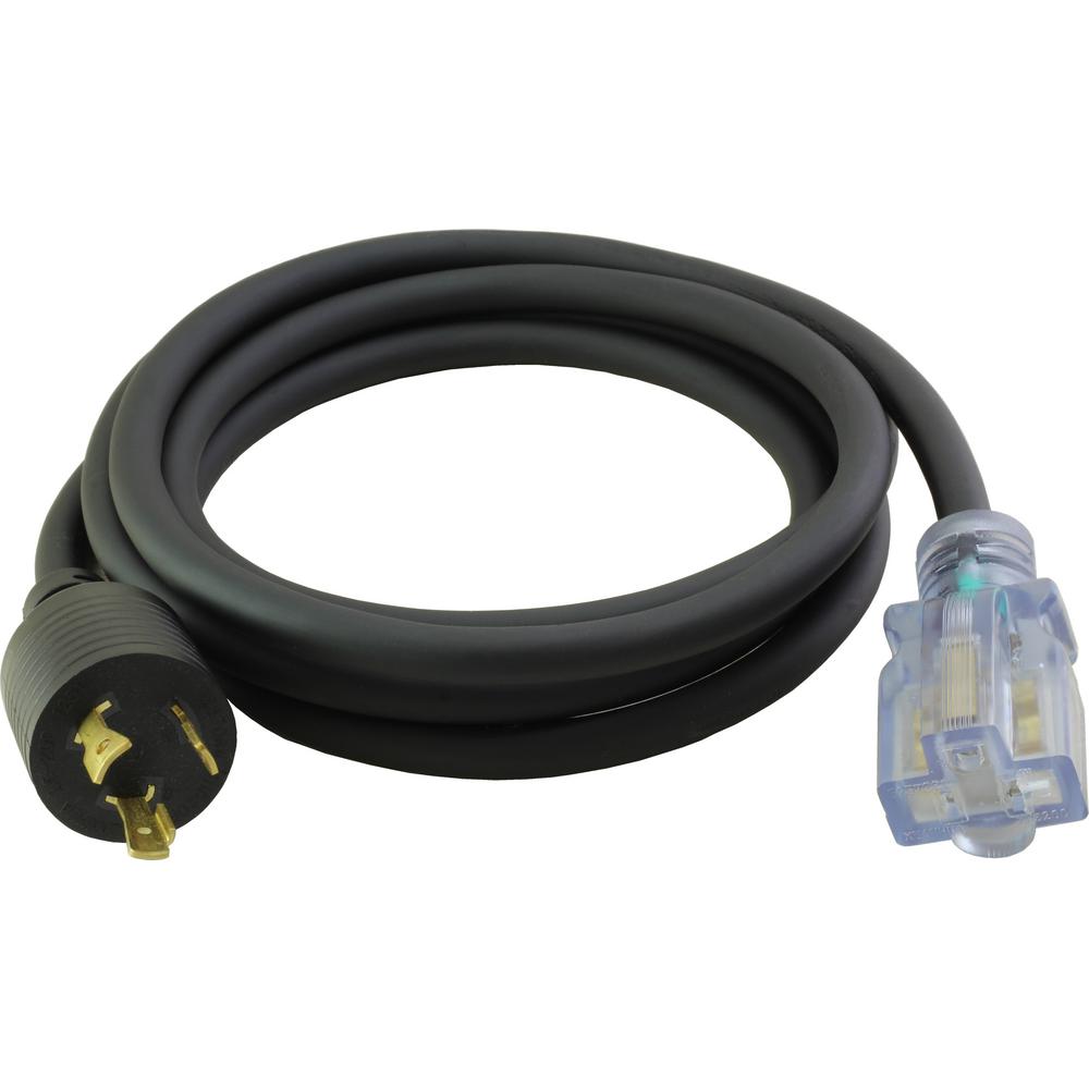 AC WORKS 8 ft. 12/3 SJTW 20 Amp NEMA L5-20P Locking Plug to Lighted Household... by AC WORKS