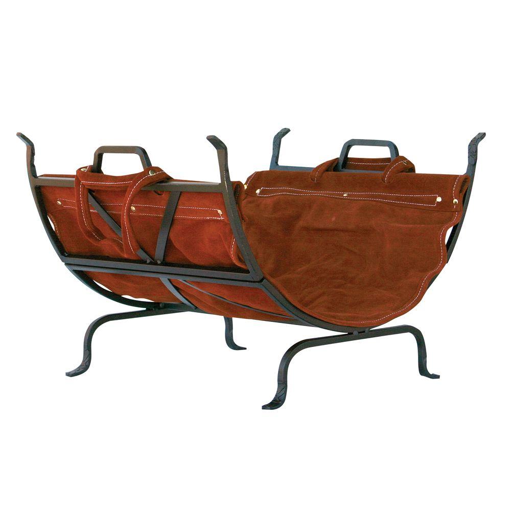 UniFlame Decorative Firewood Rack with Removable Leather Log ...