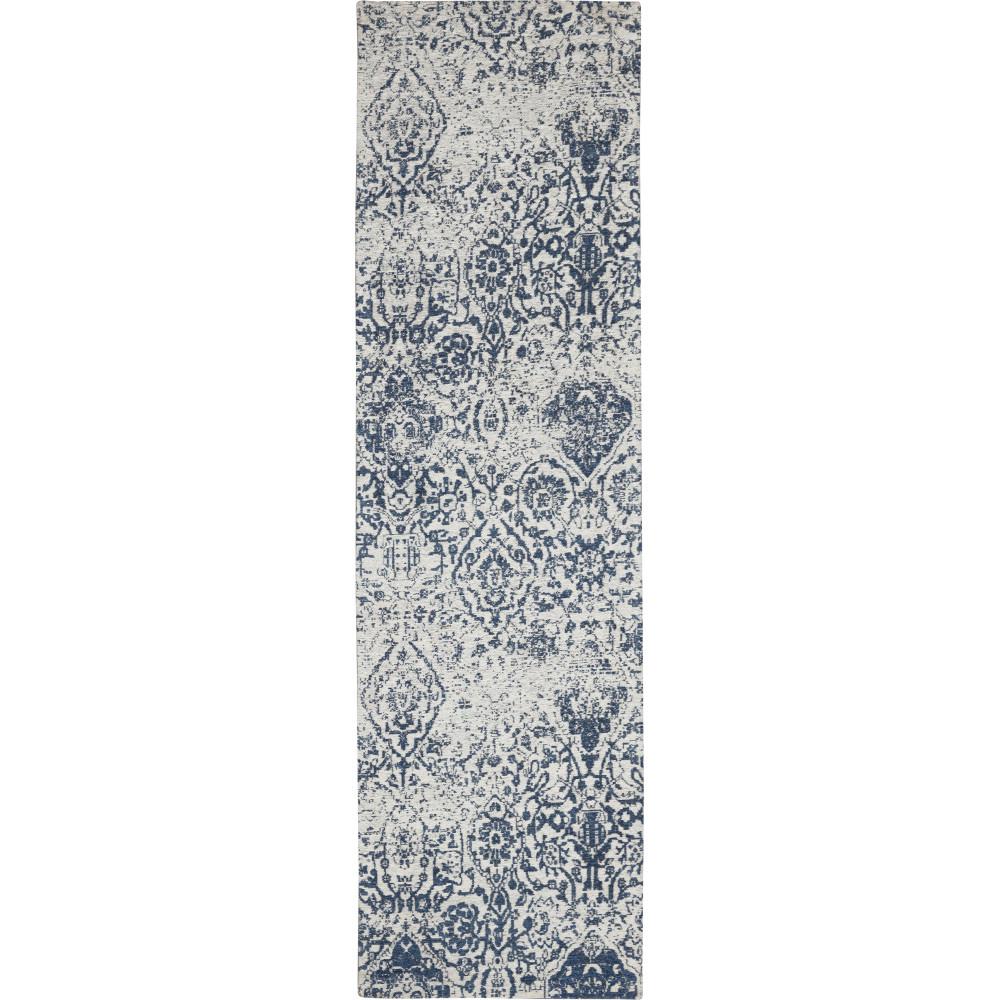 Nourison Damask Blue 2 ft. x 8 ft. Oriental Vintage Runner Rug-769428 ...