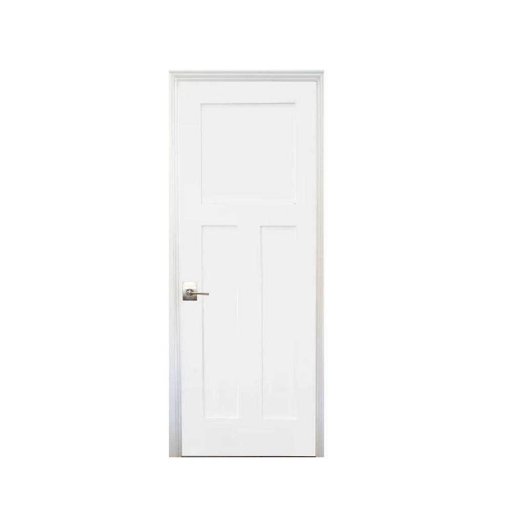 32 In X 80 In Shaker Primed 3 Panel Left Handed Solid Core Mdf