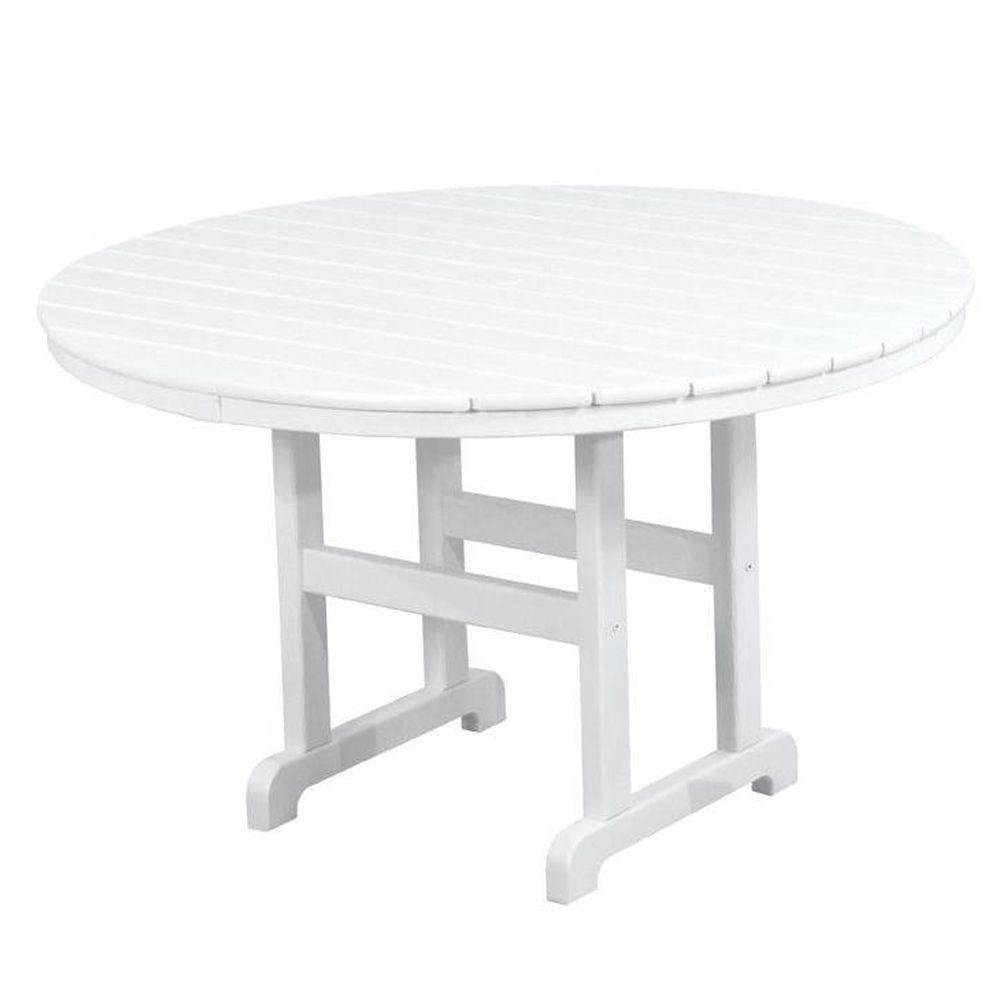 POLYWOOD La Casa Cafe 48 in. White Round Patio Dining ...