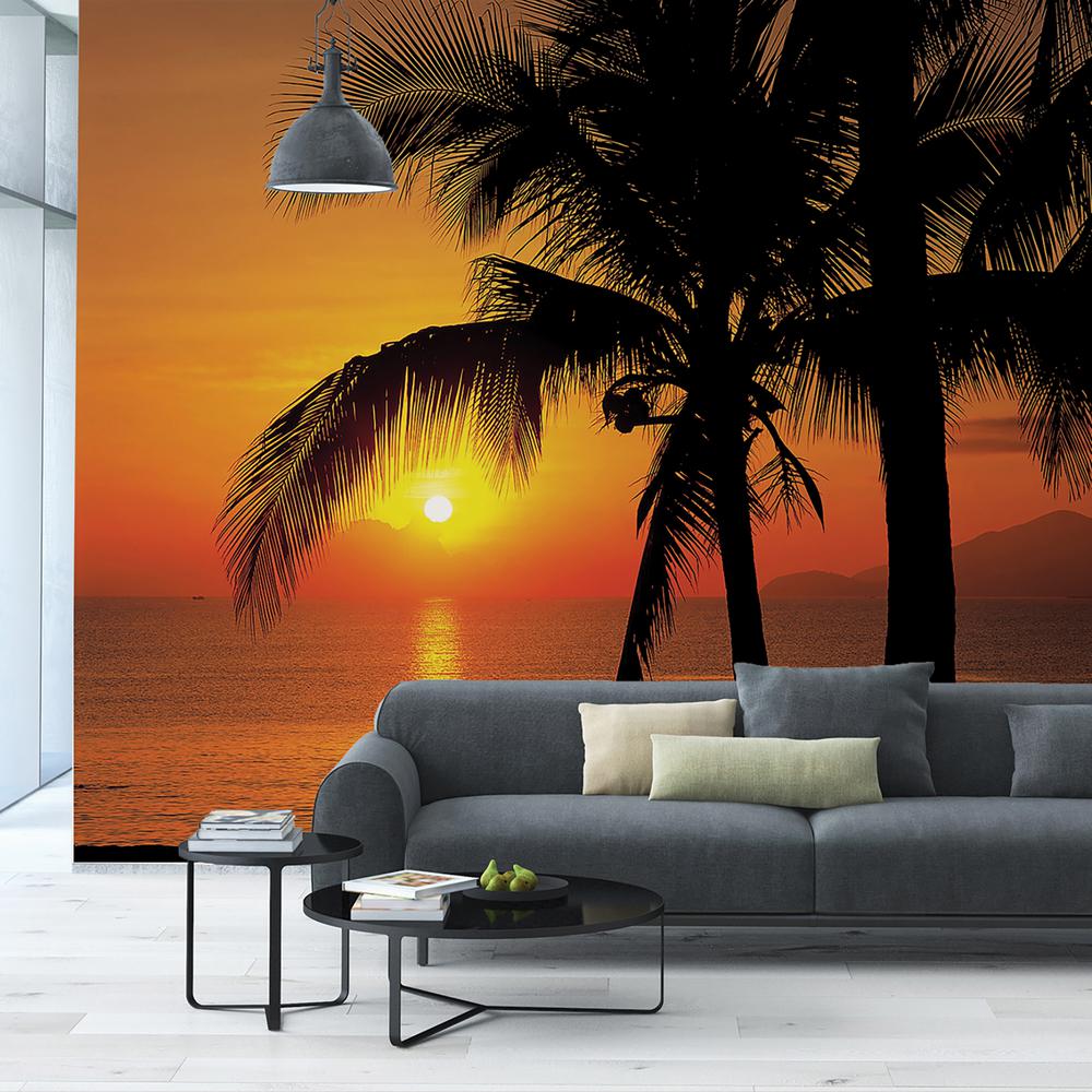 Komar 100 in. x 145 in. Palmy Beach Sunrise Wall Mural8255 The Home