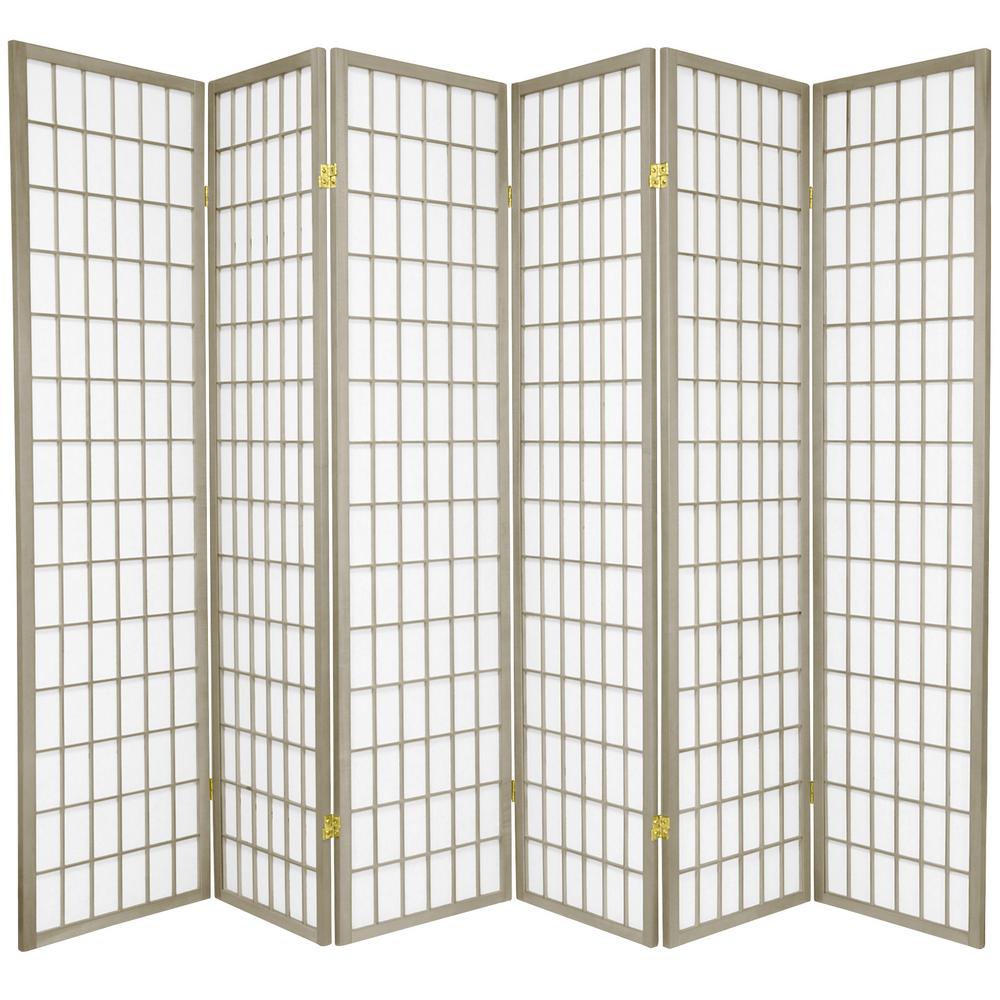 Oriental Furniture 6 Ft Grey Window Pane Panel Room Divider Wpsp Grey Window Pane 6 Panel Room Divider
