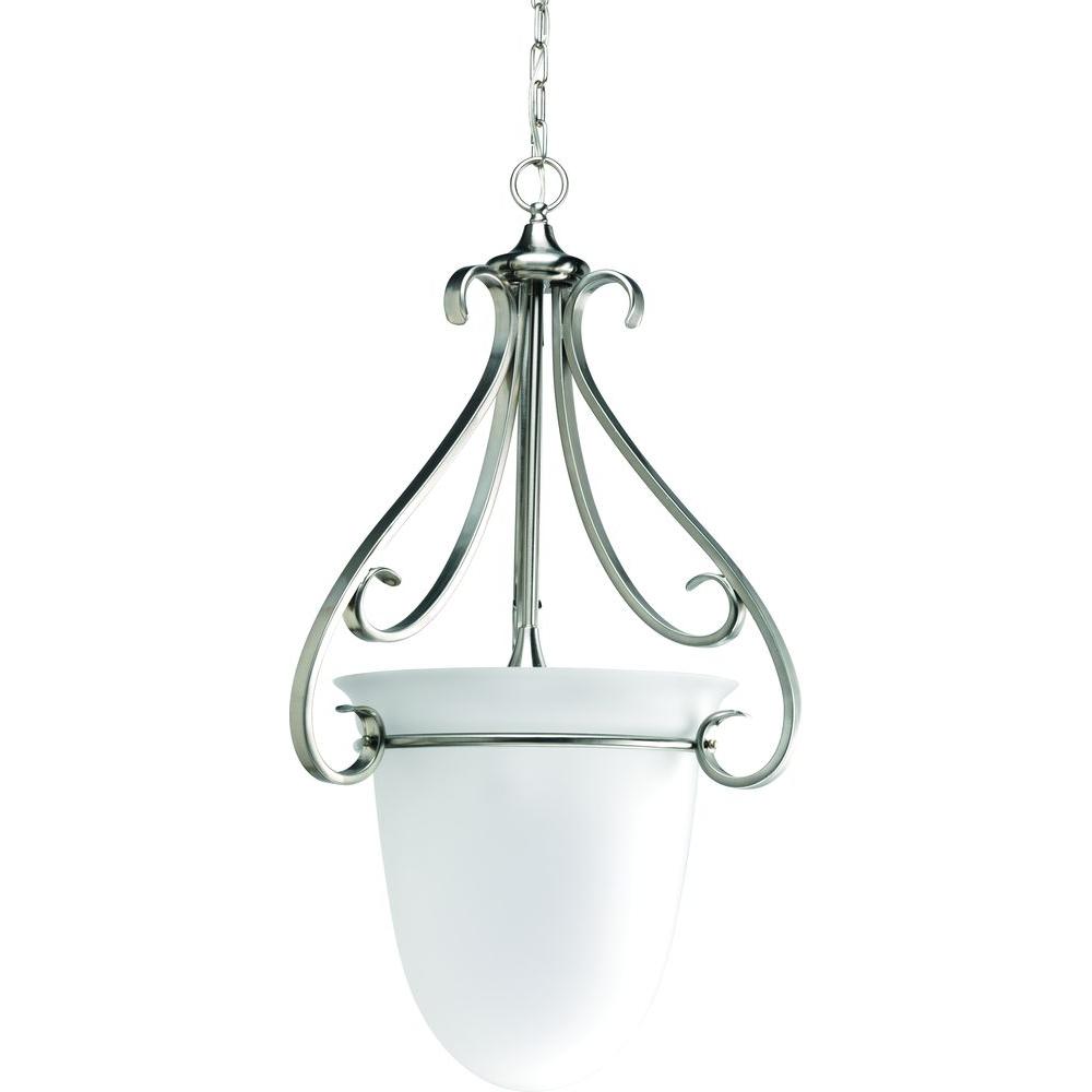 Progress Lighting Torino 3 Light Brushed Nickel Foyer Pendant With Etched Gl Progress Lighting Torino 3 Light Brushed Nickel Foyer Pendant With Etched Gl