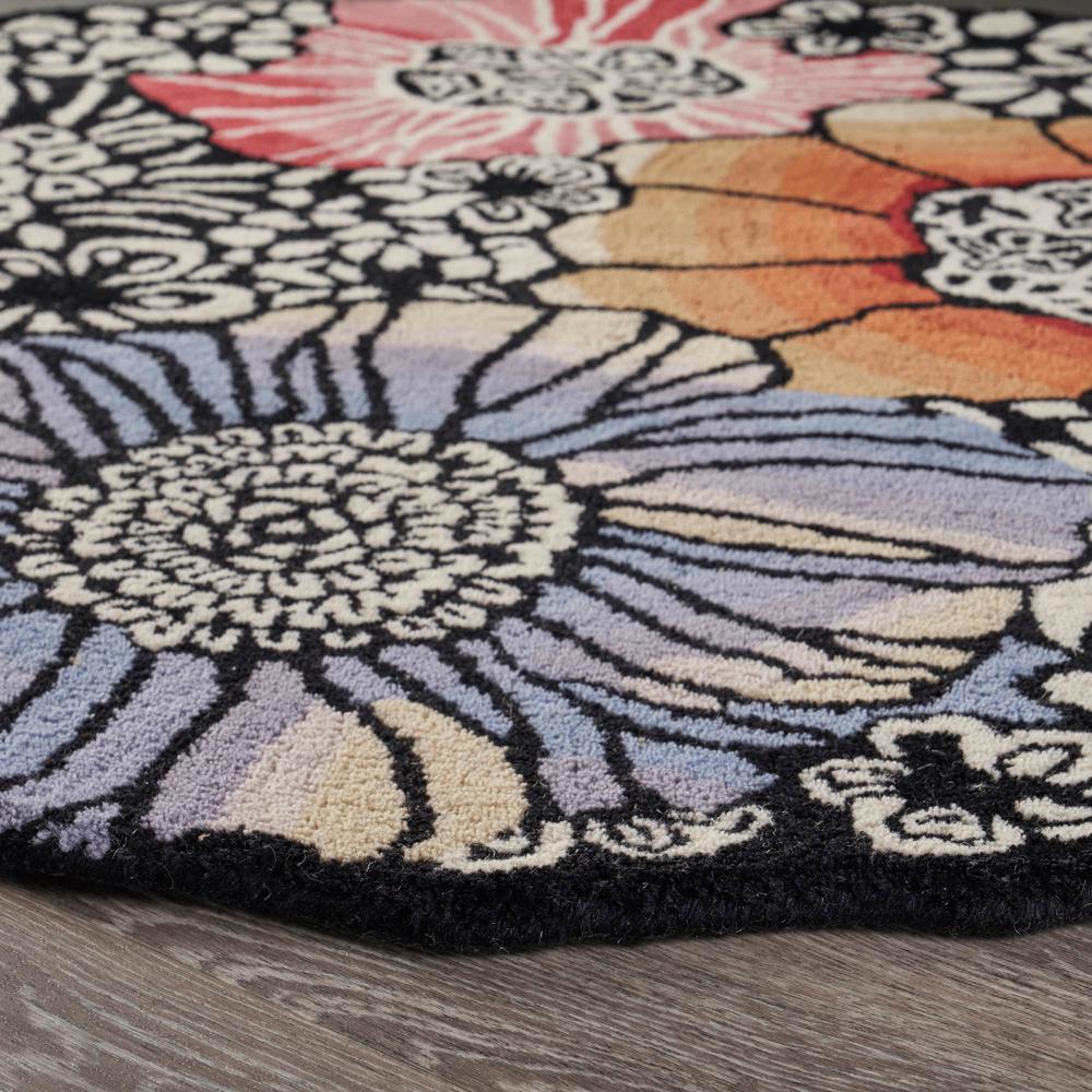 Lr Home Sinuous Black Multi 6 Ft Round Floral Blossoms Wool Blend Area Rug Sinuo54106mlt60rd The Home Depot