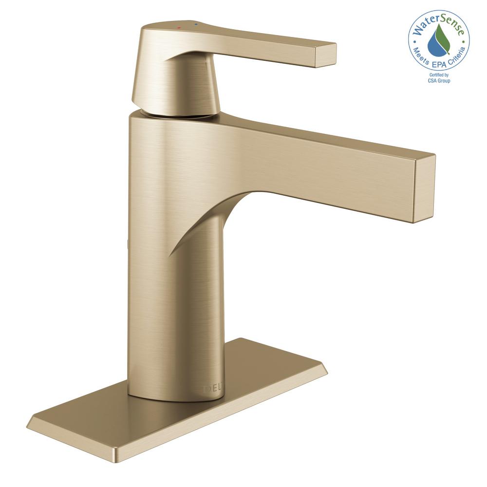 Delta Zura Single Hole Handle Bathroom Faucet In Champagne Delta Zura Single Hole Handle