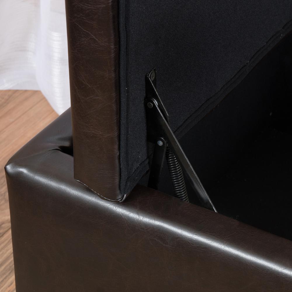 Noble House Lanister Brown Pu Leather Large Storage Bench 7728