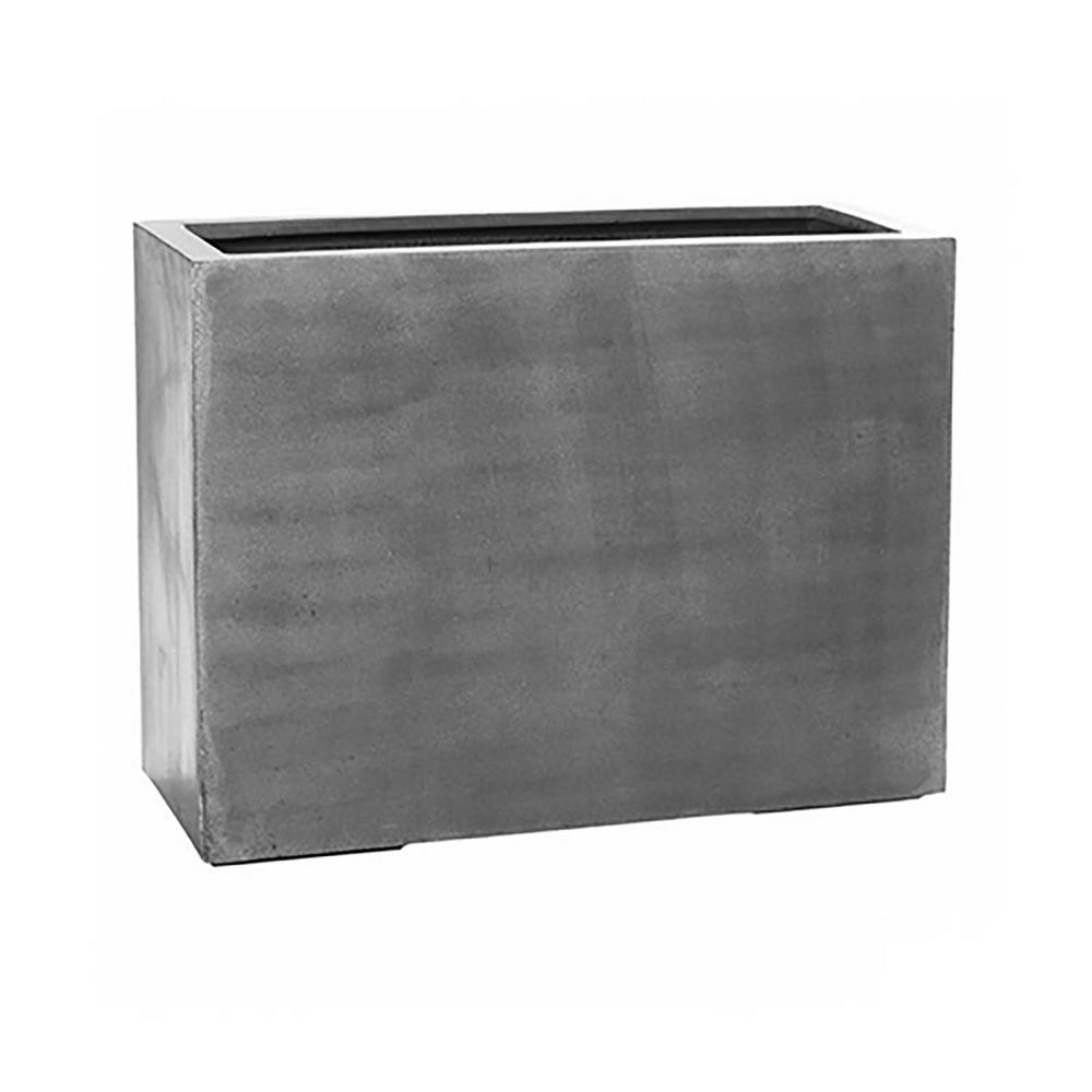 Vasesource 15 in. x 28 in. Matte Grey Fiberstone Rectangular Planter ...