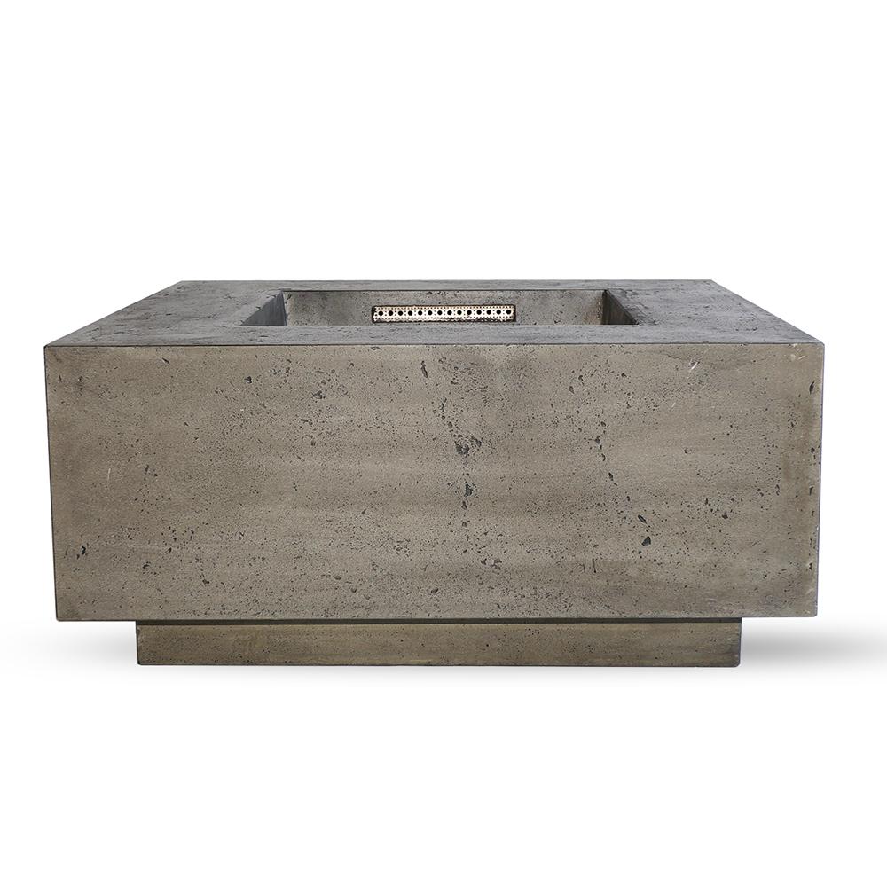 Unbranded Santa Rosa 36 In X 16 In Square Concrete Natural Gas Fire Pit In Pewter With 27 Lbs Bag Of 0 75 In Black Lava Rocks Ms9ng The Home Depot