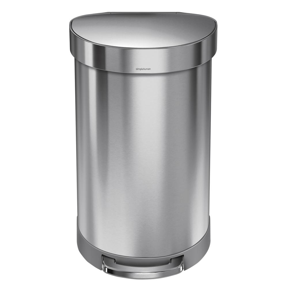 Metal Trash Cans Recycling The Home Depot 45 Liter Fingerprint Proof Brushed Stainless Steel Semi Round Step On Trash