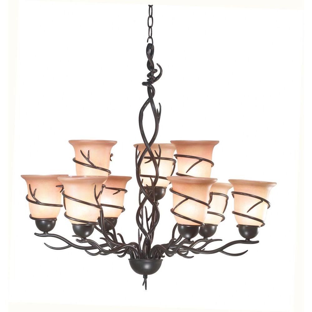 Kenroy Home Twigs 9 Light Bronze Chandelier 90909brz The Depot Kenroy Home Twigs 9 Light Bronze Chandelier