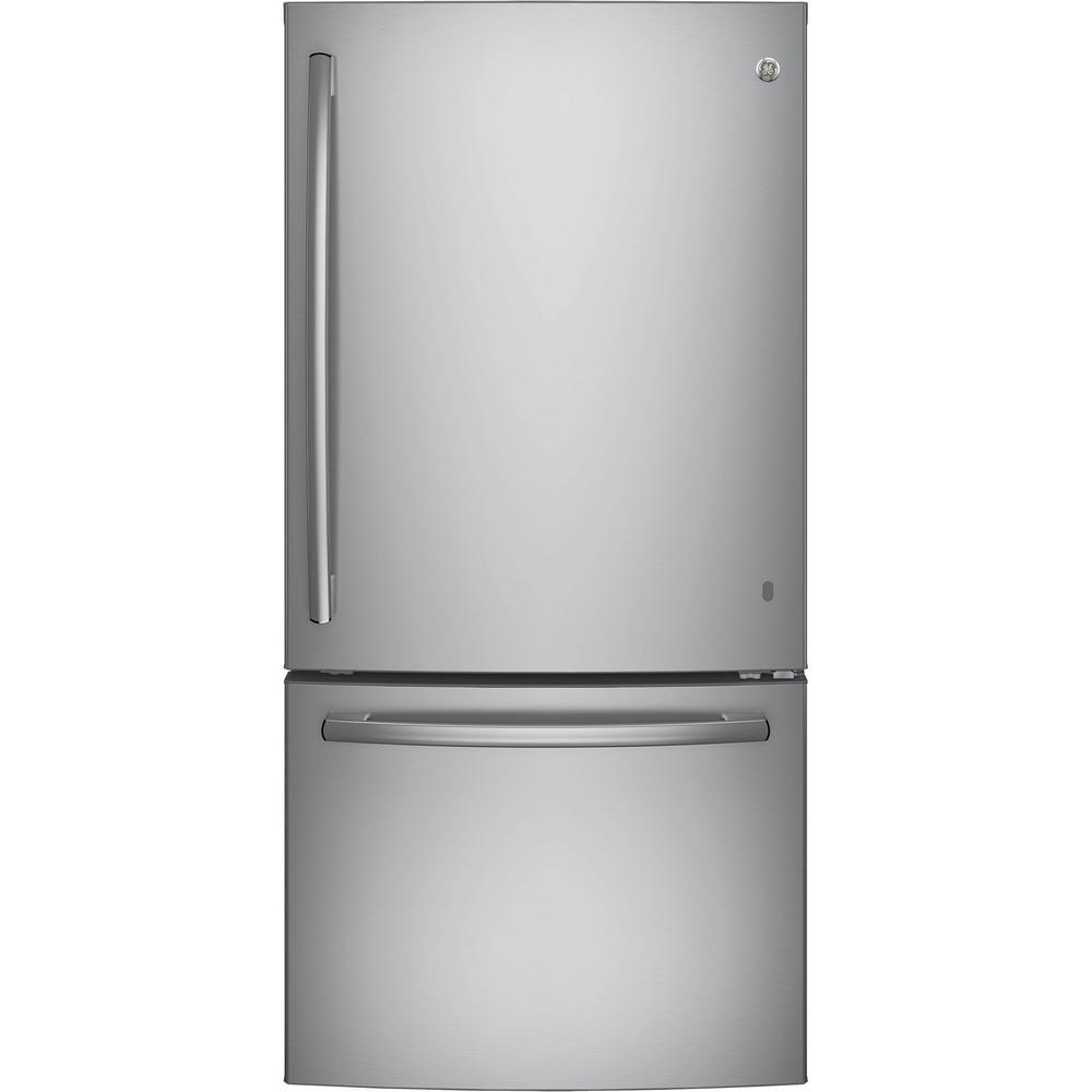 GE 24.8 cu. ft. Bottom Freezer Refrigerator in Stainless Steel ...