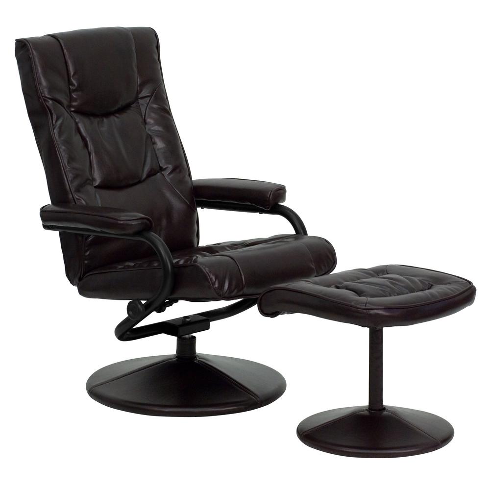 Flash Furniture Contemporary Brown Leather Recliner And Ottoman With Flash Furniture Contemporary Brown Leather Recliner And Ottoman With Wrapped Base