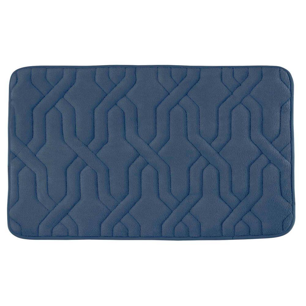 Drona Dusty Blue 17 in. x 24 in. Memory Foam Bath MatYMB003195 The Home Depot