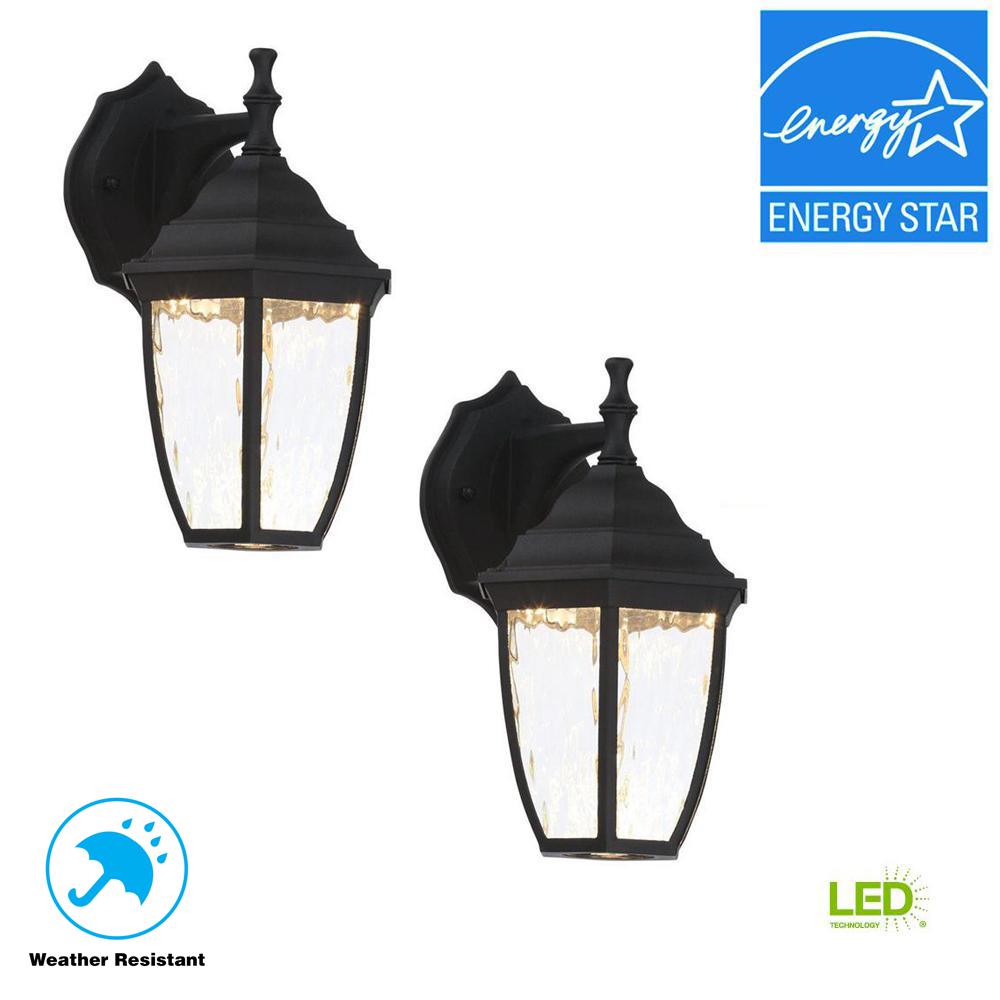 Hampton Bay Black Outdoor LED Wall Lantern (2-Pack)-HB7024-05TP - The ...